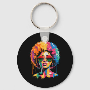 Llavero Chica negra mujer afro reina melanina historia Jun