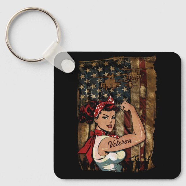 Llavero Chica negra veterana mujer afroamericana (Anverso)