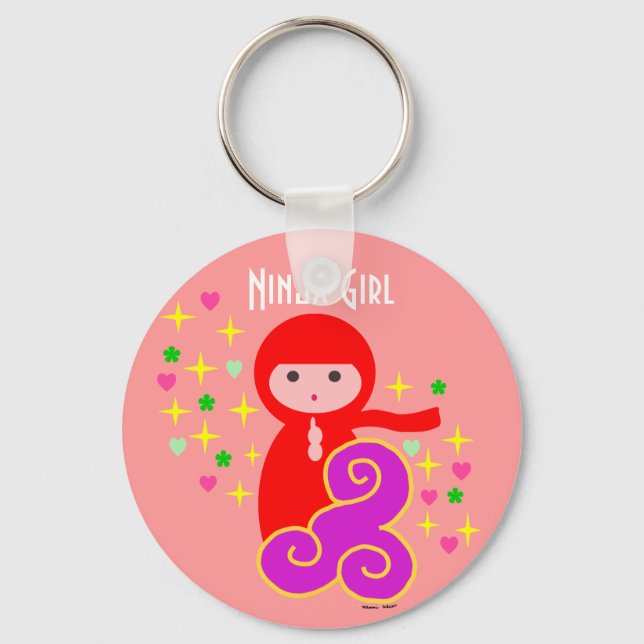 Llavero Chica Ninja en rojo (Anverso)
