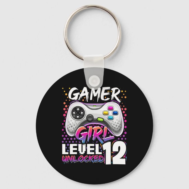 Llavero Chica Nivel 12 Videojuego desbloqueado 12º cumplea (Anverso)