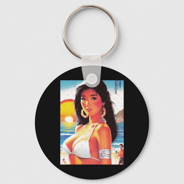 Llavero Chica Oriental Retro Pegatina (Anverso)