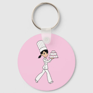 Llavero Chica panadero con pastel en Keychain