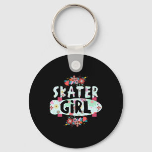 Llavero Chica Patinadora Skateboard Floral Para Chicas Pat