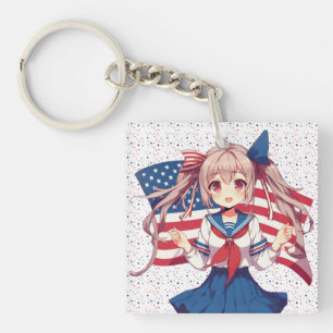 Llavero CHICA patriótico de anime de Estados Unidos
