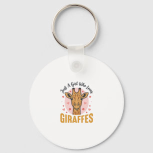 Llavero Chica Que Ama Las Jirafas Diseño De Grabado Vintag