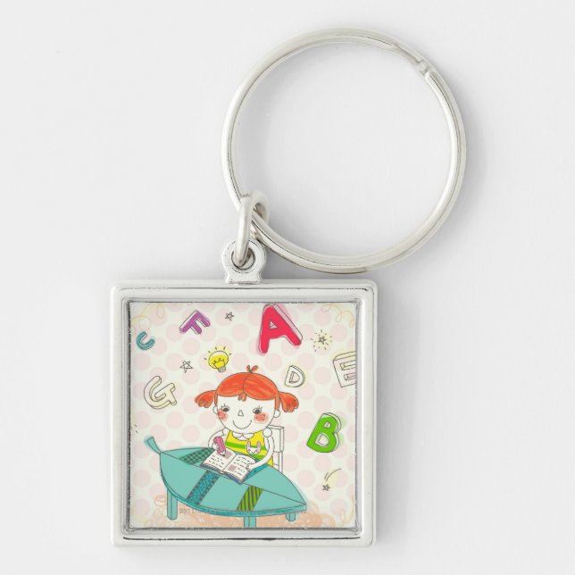 Llavero Chica que se sienta en la silla, estudiando (Frente)