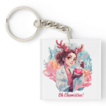 Chica Química Festiva Aquarela Arte Científico