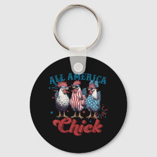 Llavero Chica Retro Divertida Patriota Americana 4 De Juli