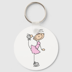 Llavero Chica Rosa Figura de Palitos Patinadora sobre Hiel