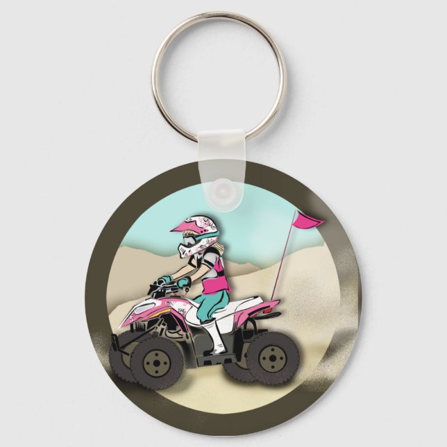 Llavero Chica rosado y negro ATV Rider (Anverso)