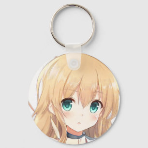 Llavero Chica rubio profundo ojos verdes anime manga