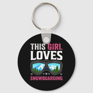 Llavero Chica Snowboard Snowboard Montañas Invierno Nieve