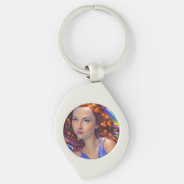 Llavero Chica soñado con luces arcoiris (Anverso)