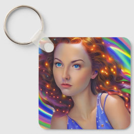 Llavero Chica soñado con luces arcoiris