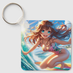 Llavero Chica surfista de anime costero/naútico/tropical