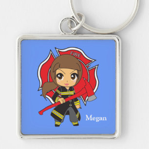 Llavero Chica trigueno del bombero de Kawaii