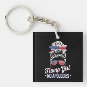 Llavero Chica Trump Sin Disculpas Moño Desordenado Retro V