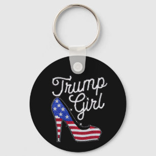 Llavero Chica Trump Tacón Alto Bandera Americana Brillo Pa