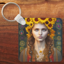 Chica ucraniano de Amulets y Sunflowers