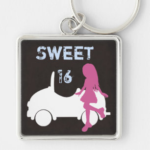Llavero Chica y coche de moda Sweet 16 Silhouette