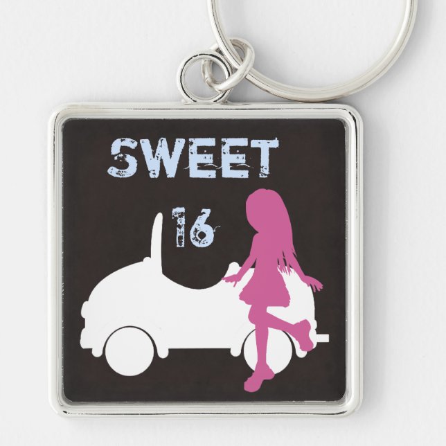 Llavero Chica y coche de moda Sweet 16 Silhouette (Frente)