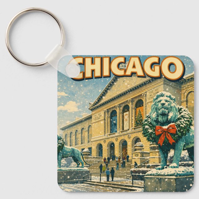 Llavero Chicago Art Institute in winter poster (Anverso)