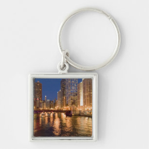 Llavero Chicago, Illinois, Skyline y Chicago River at 2