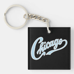 Llavero Chicago Text en Chicago Blue Script BLK