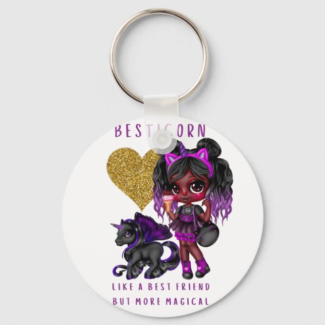 Llavero Chicas amigo regalo de unicornio negro Besticorn m (Anverso)