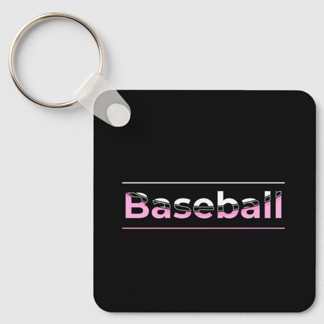 Llavero Chicas Béisbol - Tipografía Geométrica Rosa (Anverso)