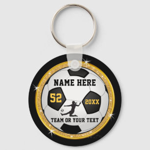 Llavero Chicas Black and Gold Personalized Soccer Keychain