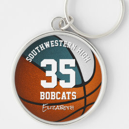 Llavero chicas de baloncesto blanco verde azulados nombre 