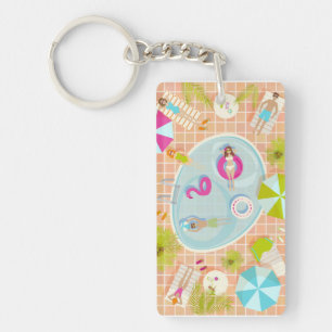 Llavero Chicas de bikini y chicos jugando al billar