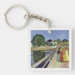 Llavero Chicas de Edvard Munch Painting en el puente (c 19