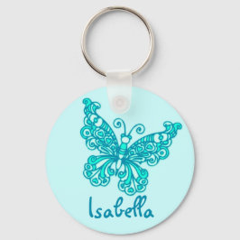 Llavero Chicas de mariposa aqua nombre azul keychain