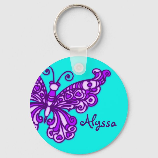 Llavero Chicas de mariposa aqua púrpura keychain (Anverso)