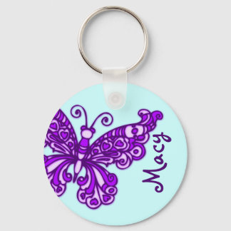 Llavero Chicas de mariposa azul púrpura nombre clave