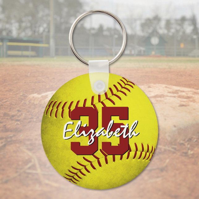 Llavero chicas de softball amarillo grueso personalizados (Subido por el creador)