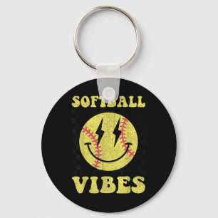 Llavero Chicas Groovy Softball Vibes Smile Face