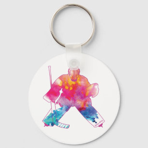 Llavero Chicas Hockey Goalie Watercolor Keychain