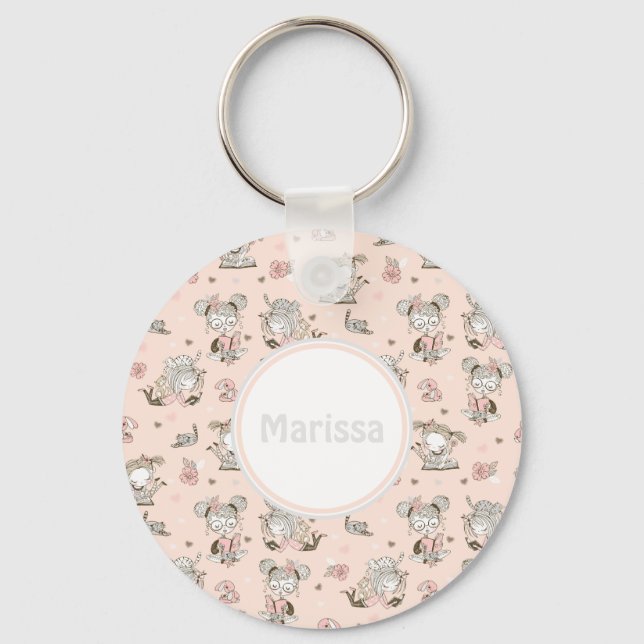 Llavero Chicas inteligentes leyendo libros e ideas de rega (Anverso)