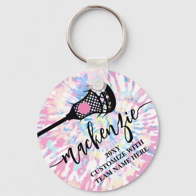Llavero Chicas Lacrosse Tye rosado personalizado (Anverso)