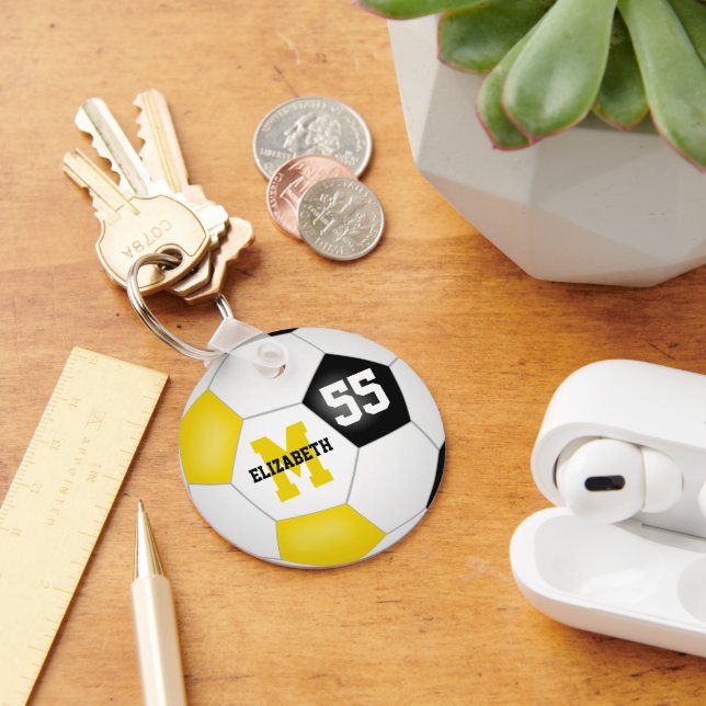 Llavero chicas masculinos equipo de oro negro de fútbol (Escritorio )