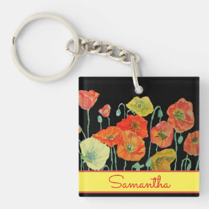 Llavero Chicas Nombre Amapolas Rojas Naranjas Amarillas