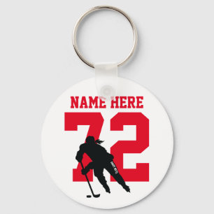 Llavero Chicas personalizados Hockey Jugador nombre número