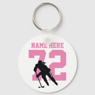 Llavero Chicas personalizados Jugador de Hockey Número de