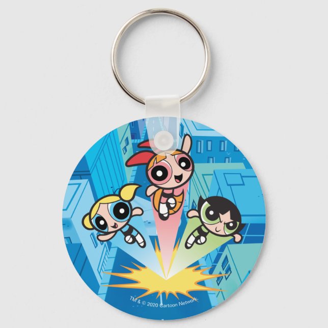Llavero Chicas Powerpuff Lanzan Al Aire (Anverso)