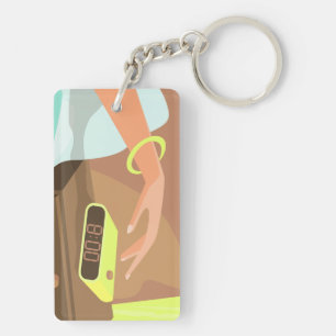 Llavero Chicas presionando con la mano el botón de sondeo 