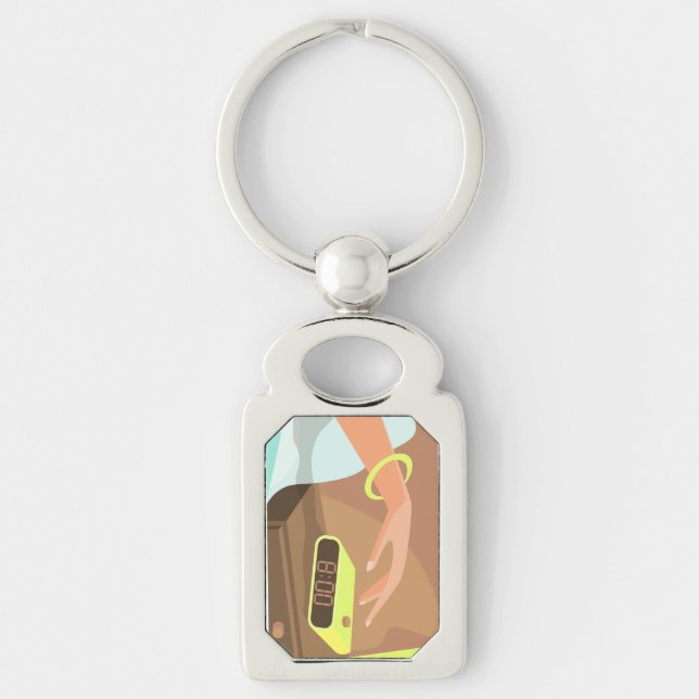 Llavero Chicas presionando con la mano el botón de sondeo  (Anverso)