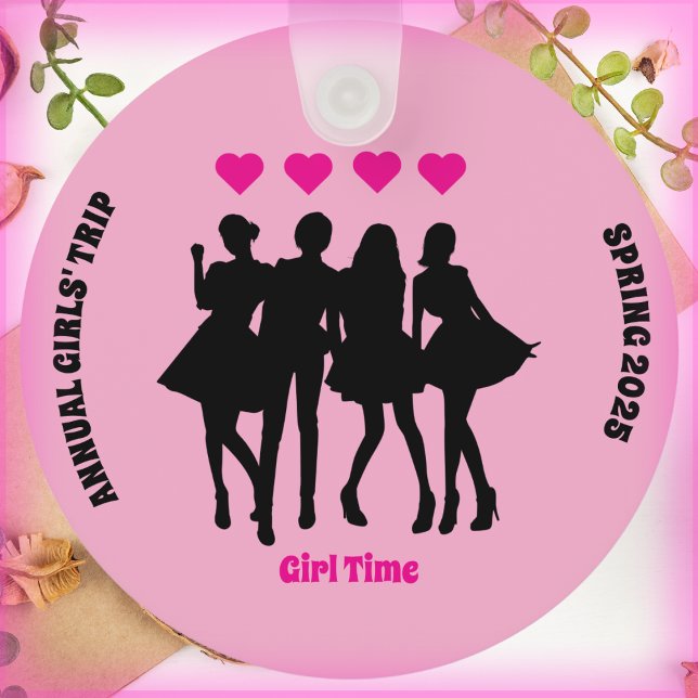 Llavero Chicas recorren la cadena de claves de memoria ros (Girls Trip Memory Keychain Pink and Black)